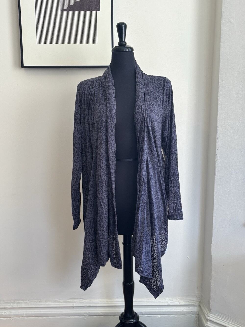 Coldwater Creek Long Burnout Sheer Cardigan Black Long Sleeve Women’s 1X NWT